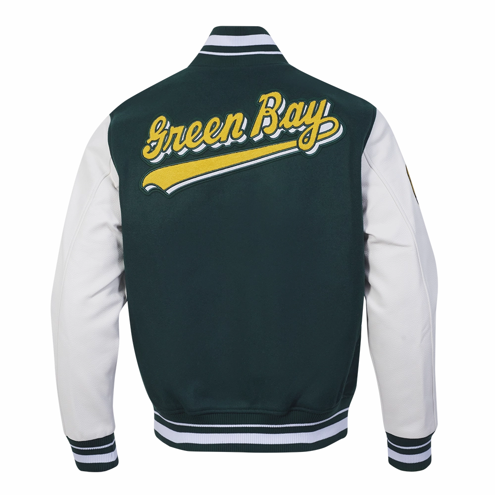 NFL GREEN BAY PACKERS SCRIPT TAIL MEN'S RIB WOOL VARSITY (FOREST GREEN/WHITE)