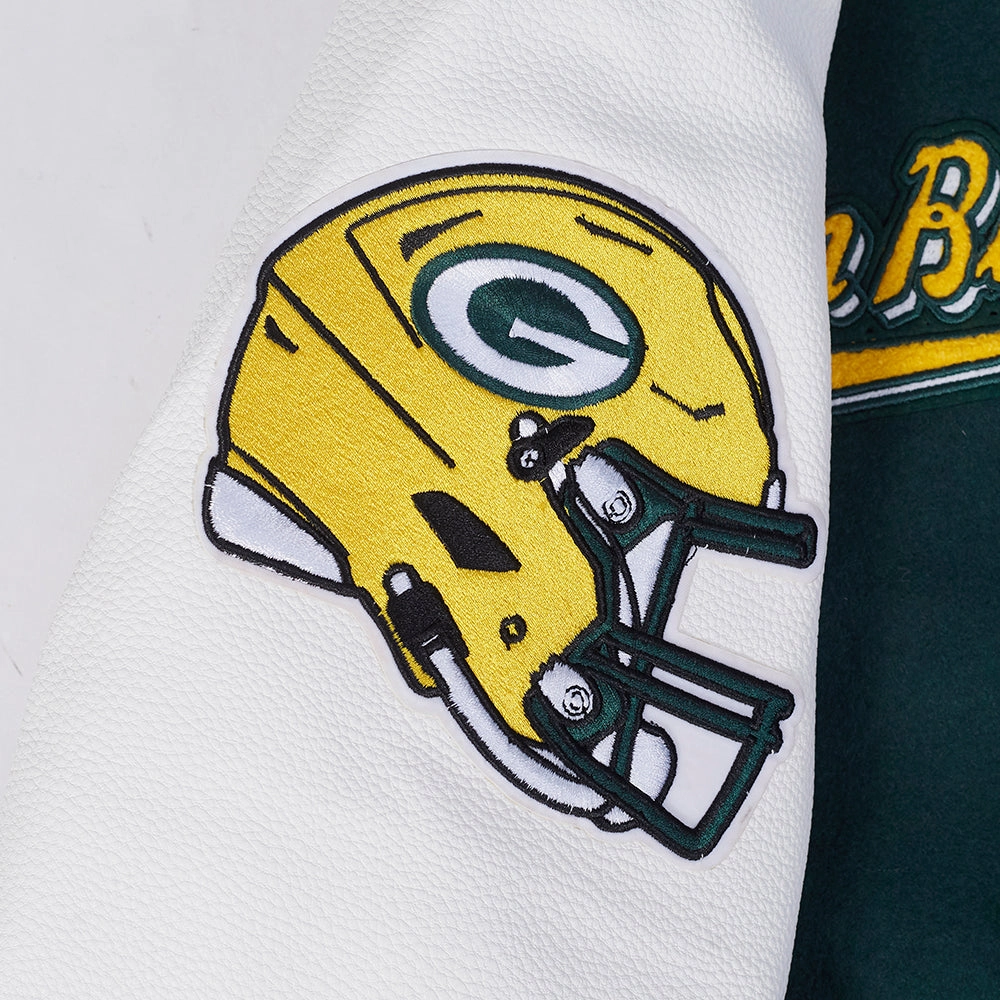 NFL GREEN BAY PACKERS SCRIPT TAIL MEN'S RIB WOOL VARSITY (FOREST GREEN/WHITE)
