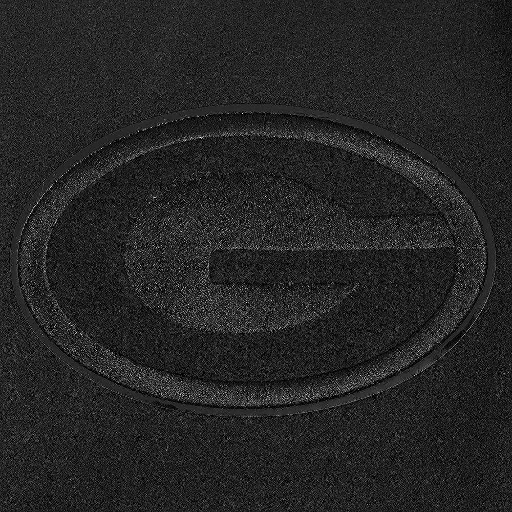 NFL GREEN BAY PACKERS TRIPLE BLACK MEN'S WOOL VARSITY JACKET (TRIPLE BLACK MEN'S)