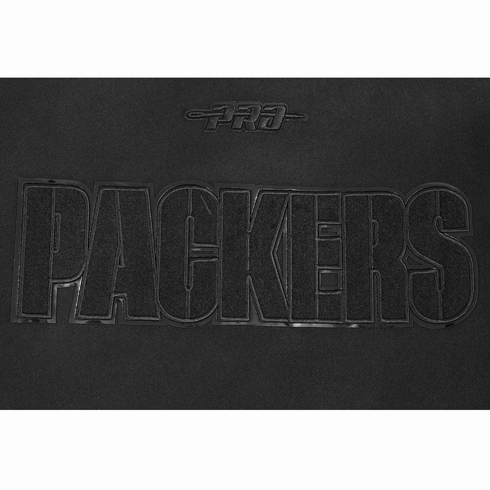 NFL GREEN BAY PACKERS TRIPLE BLACK MEN'S WOOL VARSITY JACKET (TRIPLE BLACK MEN'S)