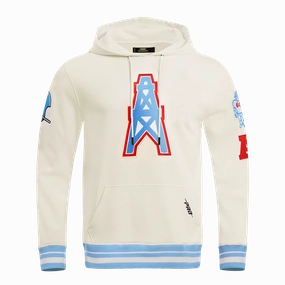 NFL HOUSTON OILERS RETRO CLASSIC MEN'S PULLOVER HOODIE (EGGSHELL/ UNIVERSITY BLUE)