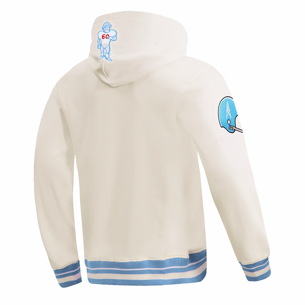 NFL HOUSTON OILERS RETRO CLASSIC MEN'S PULLOVER HOODIE (EGGSHELL/ UNIVERSITY BLUE)