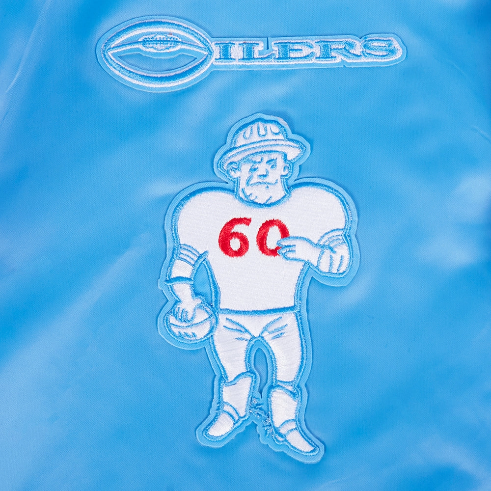 NFL HOUSTON OILERS RETRO CLASSIC MEN'S RIB SATIN JACKET (UNIVERSITY BLUE)