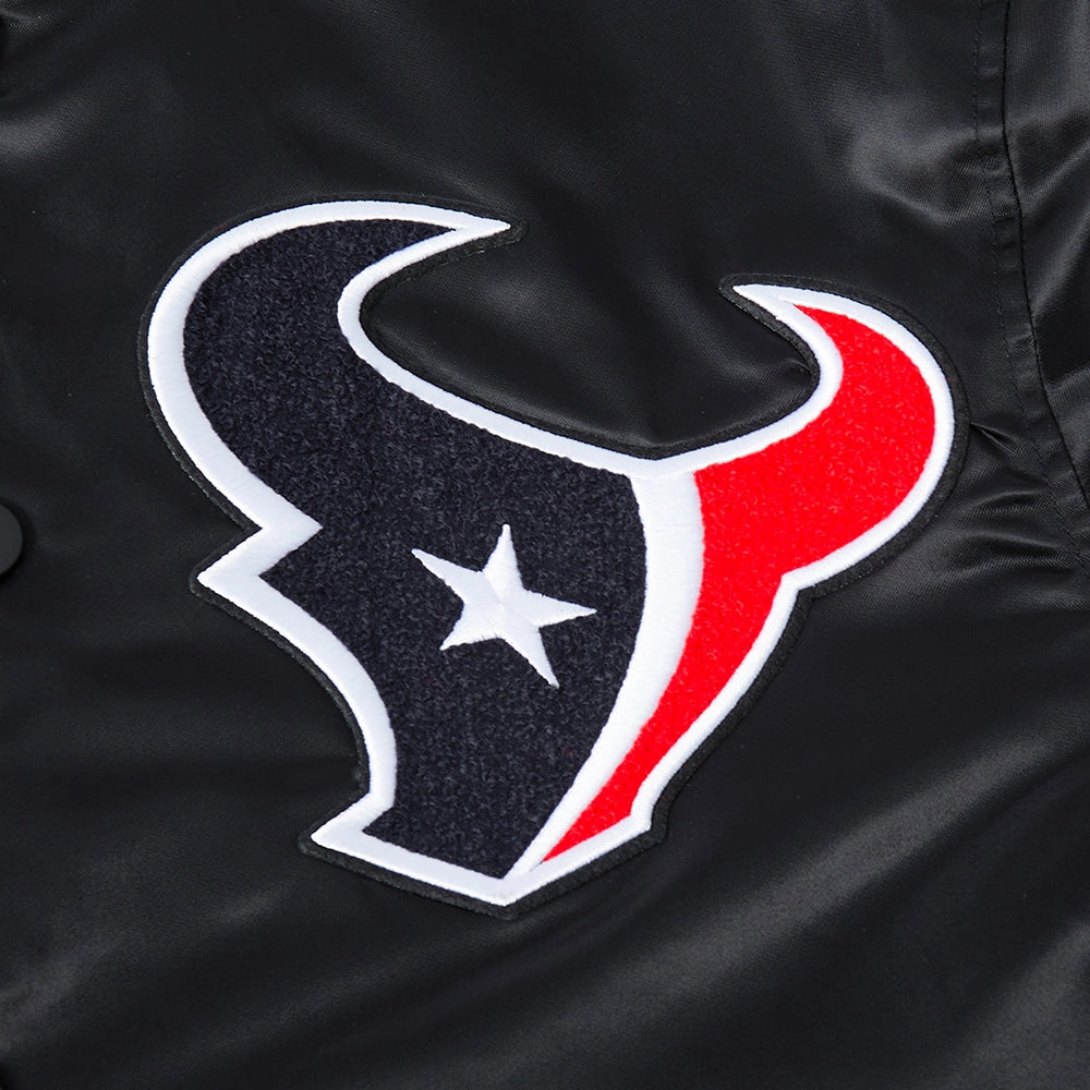 NFL HOUSTON TEXANS CLASSIC MASH UP MEN'S RIB SATIN JACKET (BLACK)