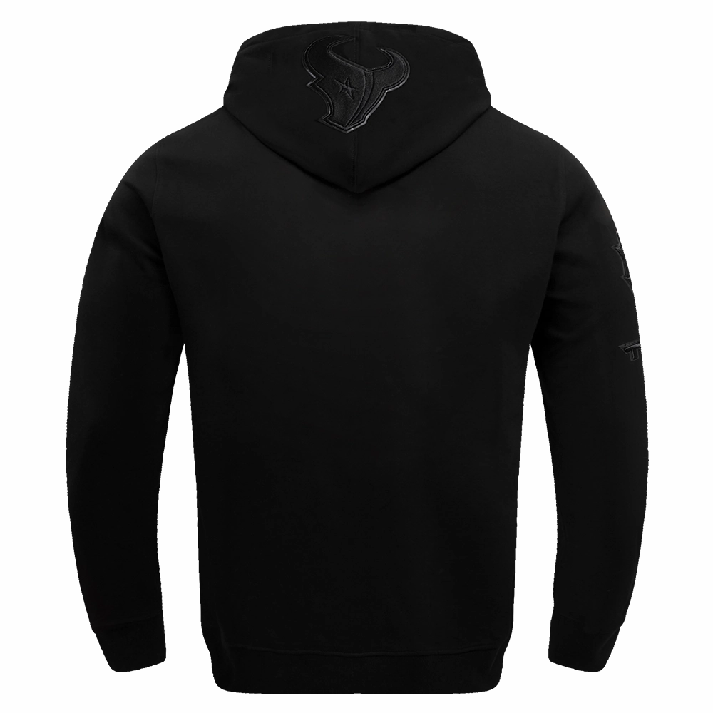 NFL HOUSTON TEXANS TRIPLE BLACK MEN'S DOUBLE KNIT PULLOVER HOODIE (TRIPLE BLACK MEN'S)