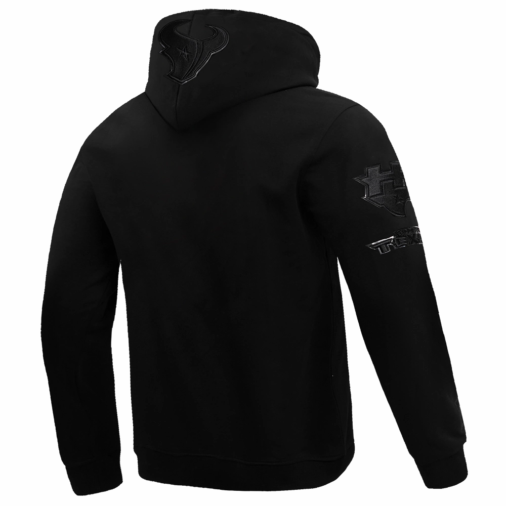 NFL HOUSTON TEXANS TRIPLE BLACK MEN'S DOUBLE KNIT PULLOVER HOODIE (TRIPLE BLACK MEN'S)