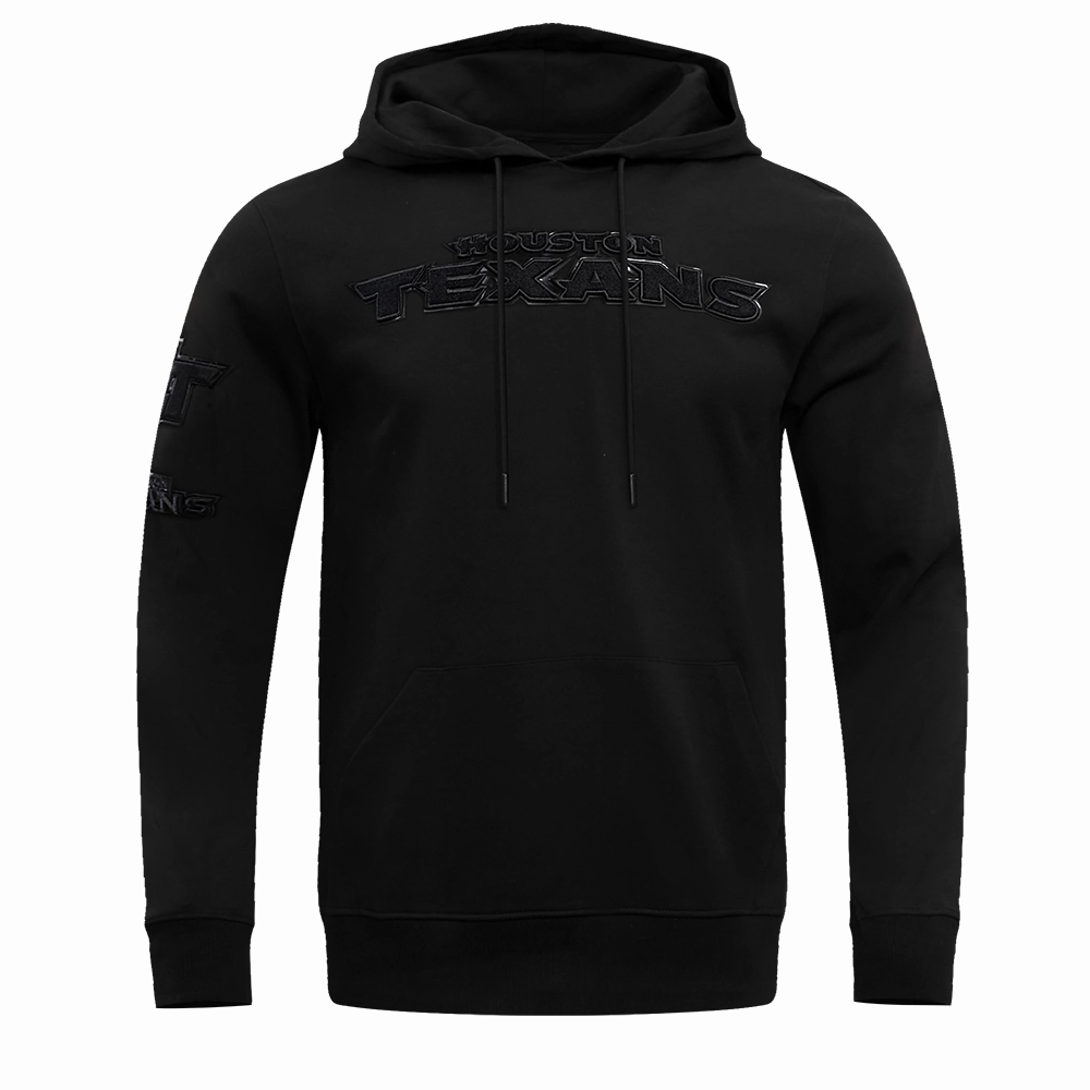 NFL HOUSTON TEXANS TRIPLE BLACK MEN'S DOUBLE KNIT PULLOVER HOODIE (TRIPLE BLACK MEN'S)