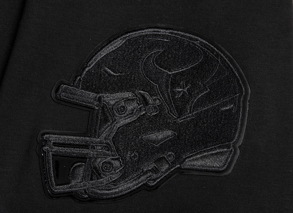 NFL HOUSTON TEXANS TRIPLE BLACK MEN'S DOUBLE KNIT PULLOVER HOODIE (TRIPLE BLACK MEN'S)