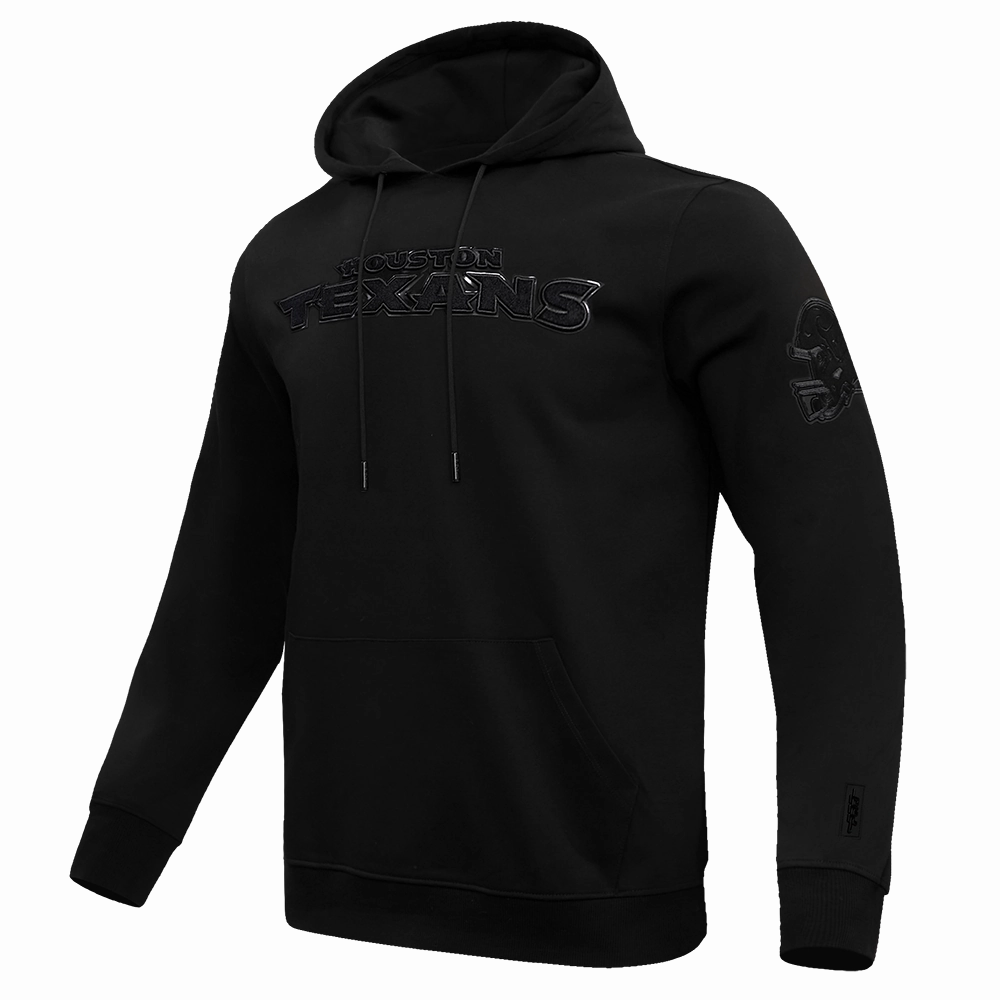 NFL HOUSTON TEXANS TRIPLE BLACK MEN'S DOUBLE KNIT PULLOVER HOODIE (TRIPLE BLACK MEN'S)