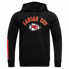 NFL KANSAS CITY CHIEFS CLASSIC BRISTLE MEN'S PULLOVER HOODIE (BLACK)