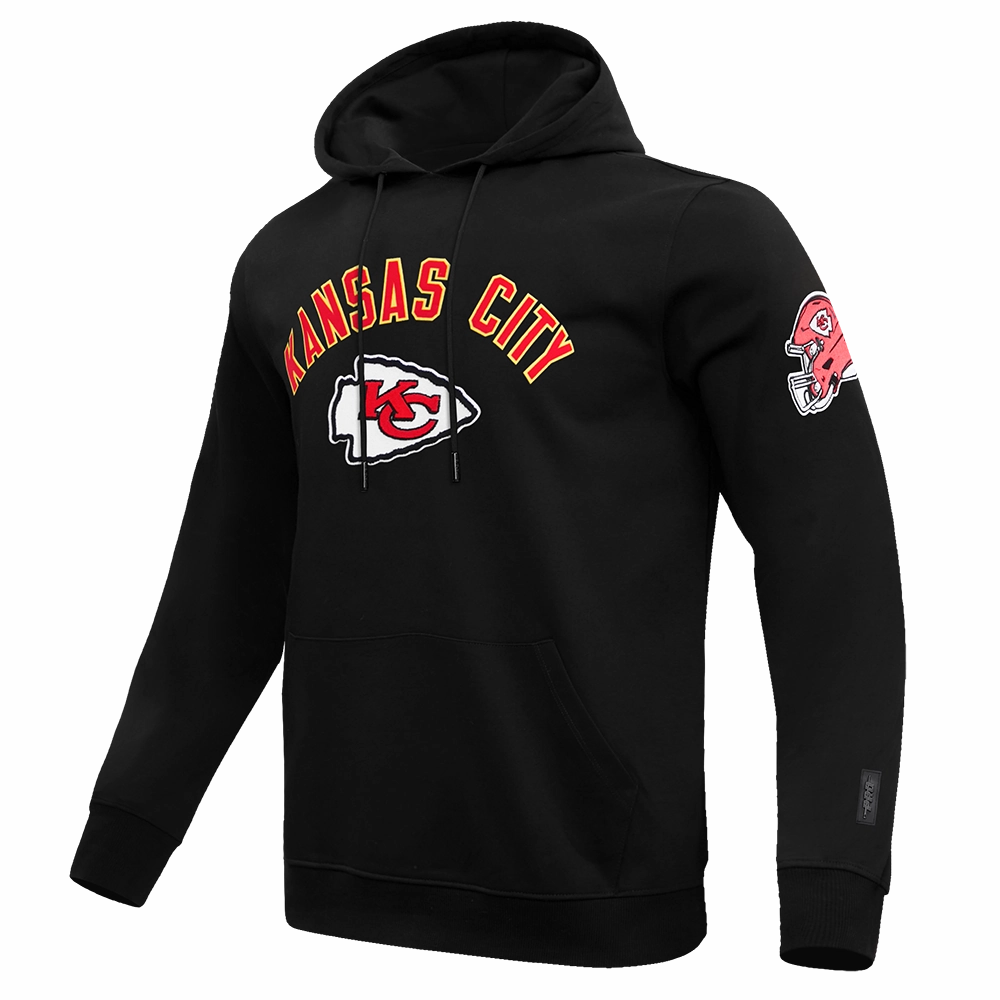 NFL KANSAS CITY CHIEFS CLASSIC BRISTLE MEN'S PULLOVER HOODIE (BLACK)