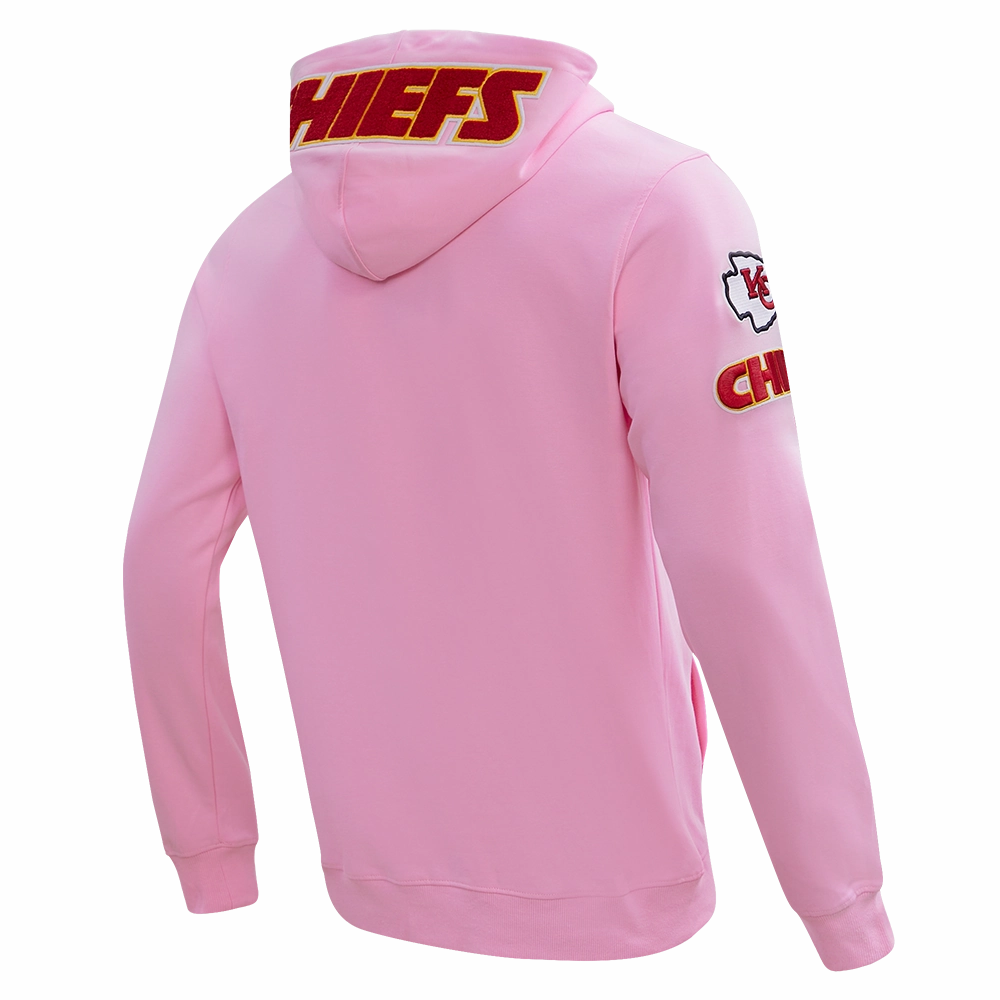 NFL KANSAS CITY CHIEFS CLASSIC CHENILLE MEN'S FULL ZIP HOODIE  (PINK)