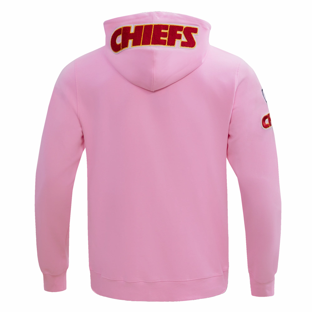 NFL KANSAS CITY CHIEFS CLASSIC CHENILLE MEN'S FULL ZIP HOODIE  (PINK)