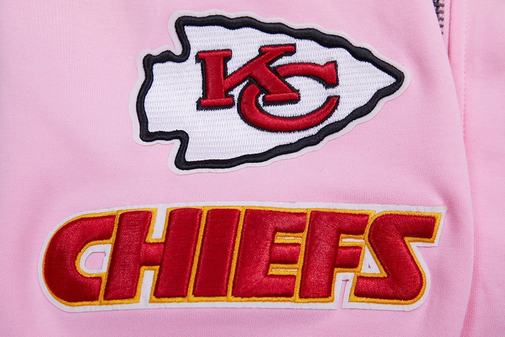 NFL KANSAS CITY CHIEFS CLASSIC CHENILLE MEN'S FULL ZIP HOODIE  (PINK)