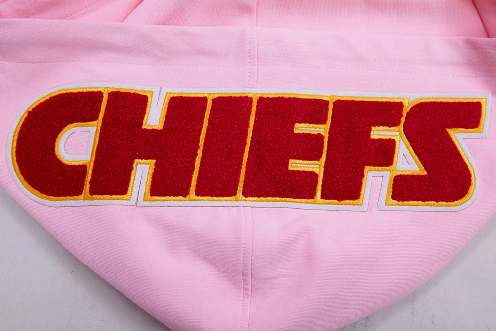 NFL KANSAS CITY CHIEFS CLASSIC CHENILLE MEN'S FULL ZIP HOODIE  (PINK)
