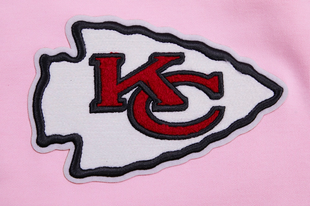 NFL KANSAS CITY CHIEFS CLASSIC CHENILLE MEN'S FULL ZIP HOODIE  (PINK)