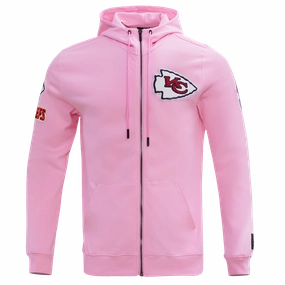 NFL KANSAS CITY CHIEFS CLASSIC CHENILLE MEN'S FULL ZIP HOODIE  (PINK)