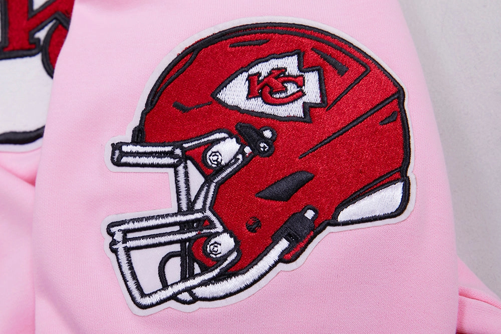 NFL KANSAS CITY CHIEFS CLASSIC CHENILLE MEN'S FULL ZIP HOODIE  (PINK)