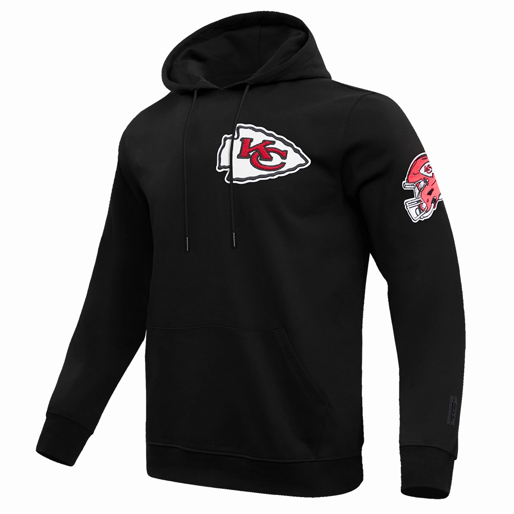 NFL KANSAS CITY CHIEFS CLASSIC CHENILLE MEN'S PULLOVER HOODIE (BLACK)