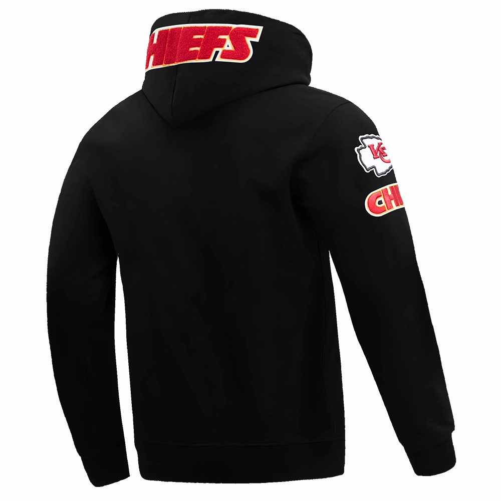 NFL KANSAS CITY CHIEFS CLASSIC CHENILLE MEN'S PULLOVER HOODIE (BLACK)