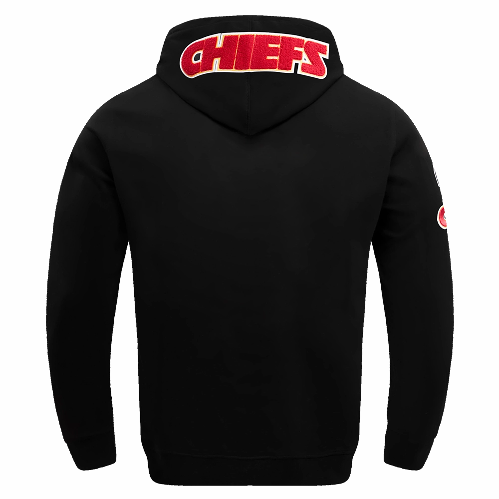 NFL KANSAS CITY CHIEFS CLASSIC CHENILLE MEN'S PULLOVER HOODIE (BLACK)