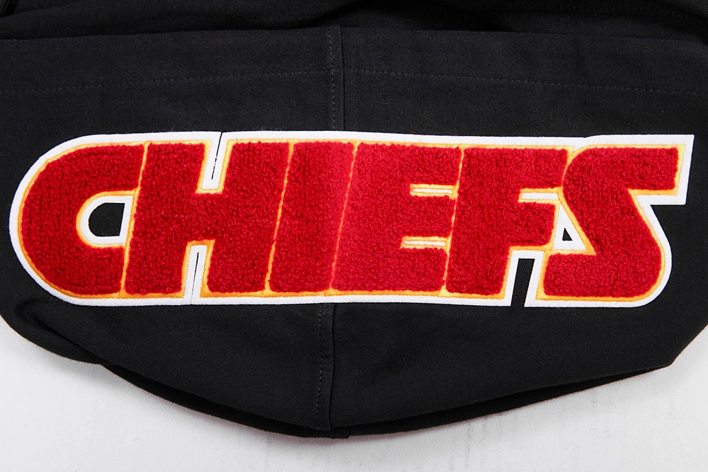 NFL KANSAS CITY CHIEFS CLASSIC CHENILLE MEN'S PULLOVER HOODIE (BLACK)