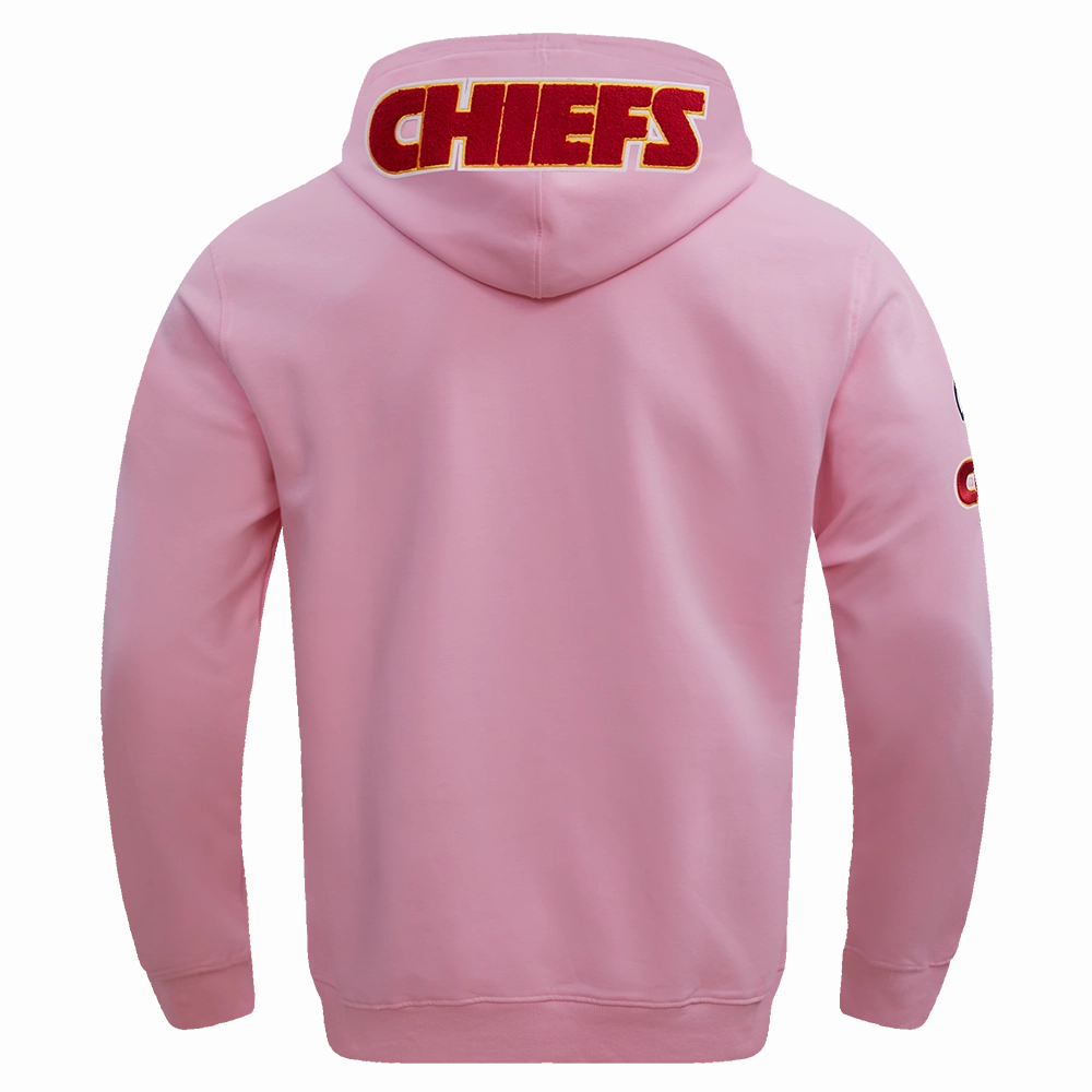 NFL KANSAS CITY CHIEFS CLASSIC CHENILLE MEN'S PULLOVER HOODIE (PINK)