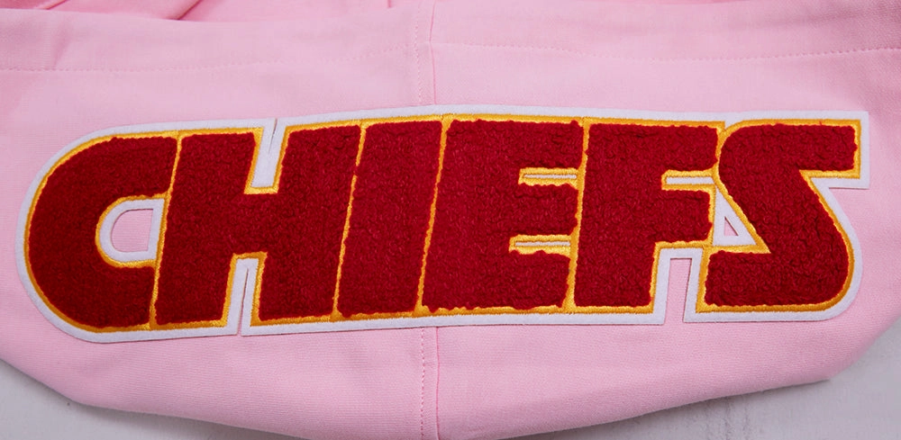 NFL KANSAS CITY CHIEFS CLASSIC CHENILLE MEN'S PULLOVER HOODIE (PINK)