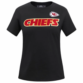 NFL KANSAS CITY CHIEFS CLASSIC SHORT SLEEVE WOMEN'S SINGLE JERSEY SLIM FIT TEE (BLACK)