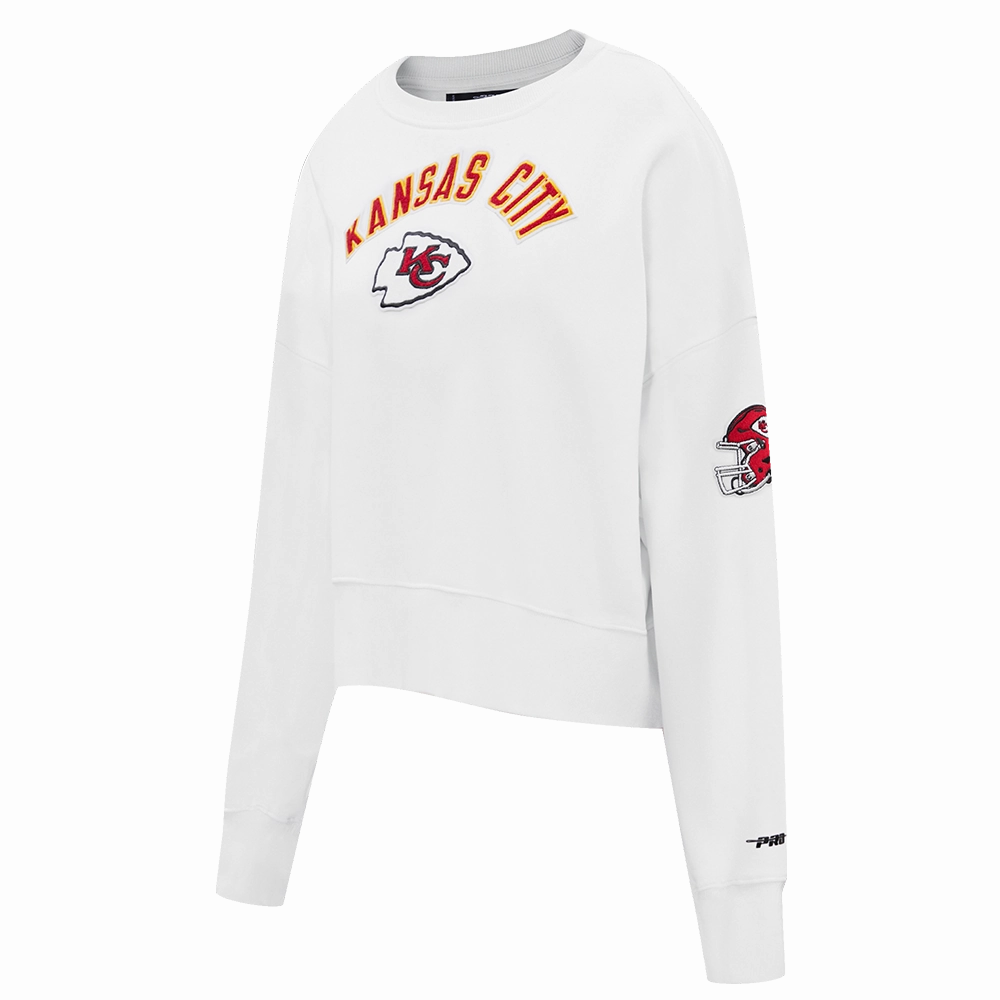 NFL KANSAS CITY CHIEFS CLASSIC WOMEN'S FLEECE CREWNECK (WHITE)