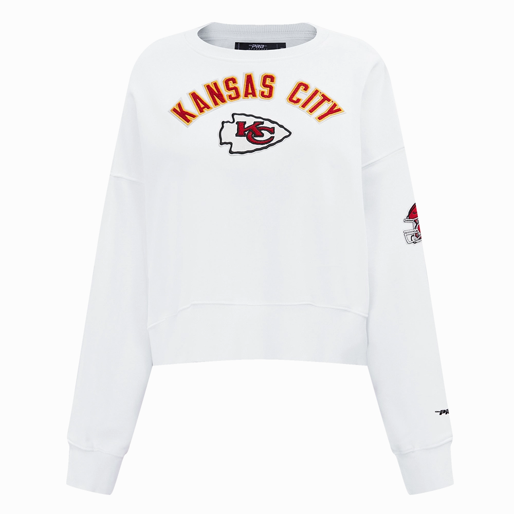 NFL KANSAS CITY CHIEFS CLASSIC WOMEN'S FLEECE CREWNECK (WHITE)