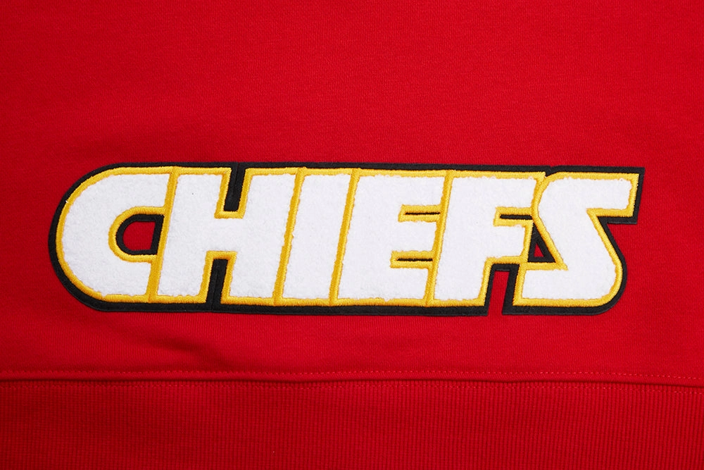 NFL KANSAS CITY CHIEFS CLASSIC WOMEN'S FLEECE CROPPED PULLOVER HOODIE (RED)