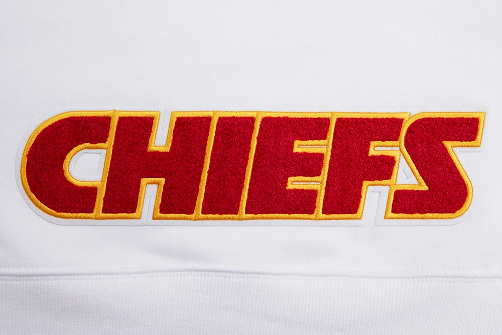 NFL KANSAS CITY CHIEFS CLASSIC WOMEN'S FLEECE CROPPED PULLOVER HOODIE (WHITE)