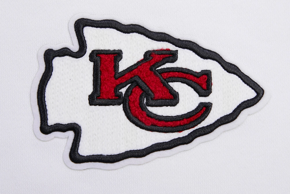 NFL KANSAS CITY CHIEFS CLASSIC WOMEN'S FLEECE CROPPED PULLOVER HOODIE (WHITE)