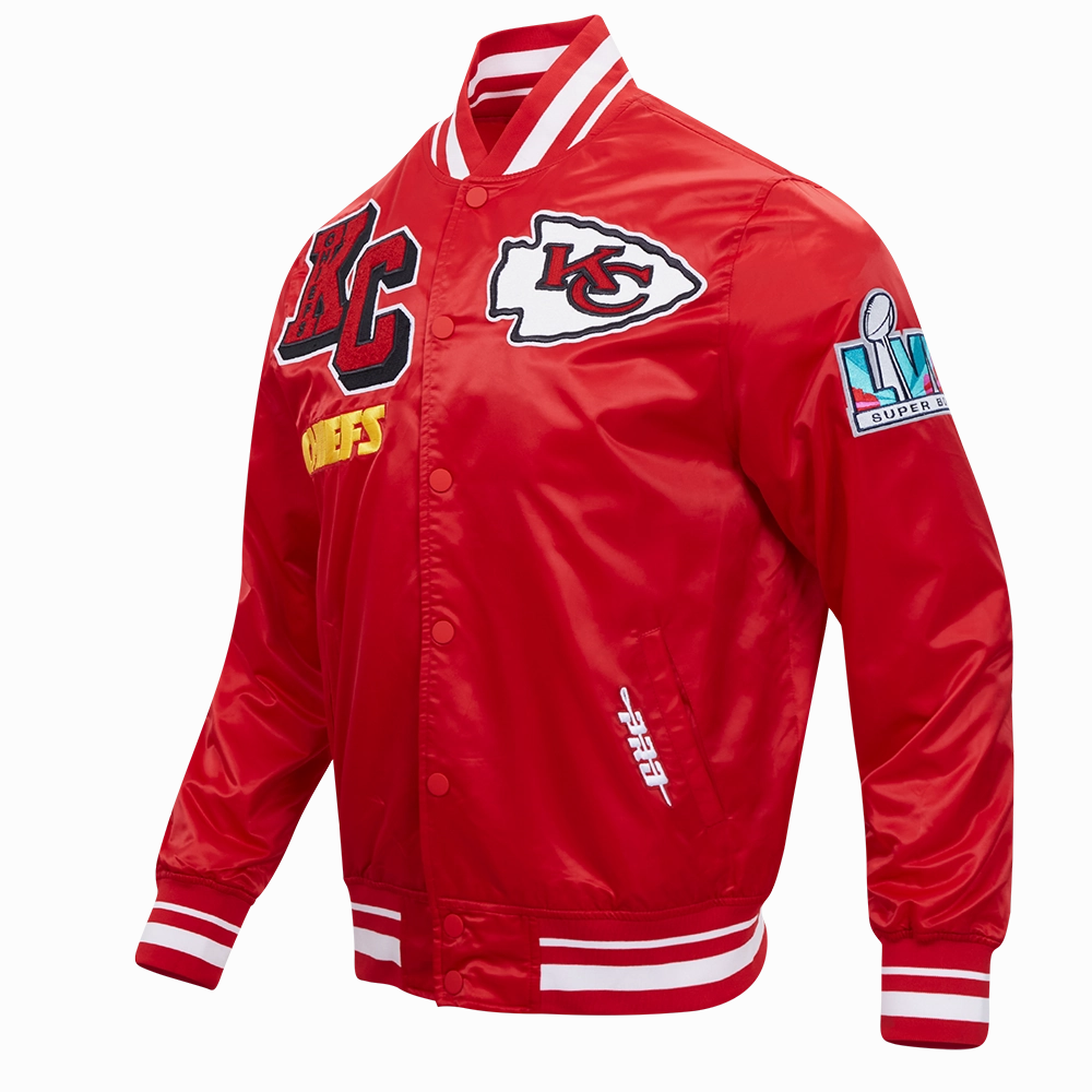 NFL KANSAS CITY CHIEFS MASHUP MEN'S RIB SATIN JACKET (RED)
