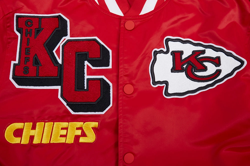 NFL KANSAS CITY CHIEFS MASHUP MEN'S RIB SATIN JACKET (RED)