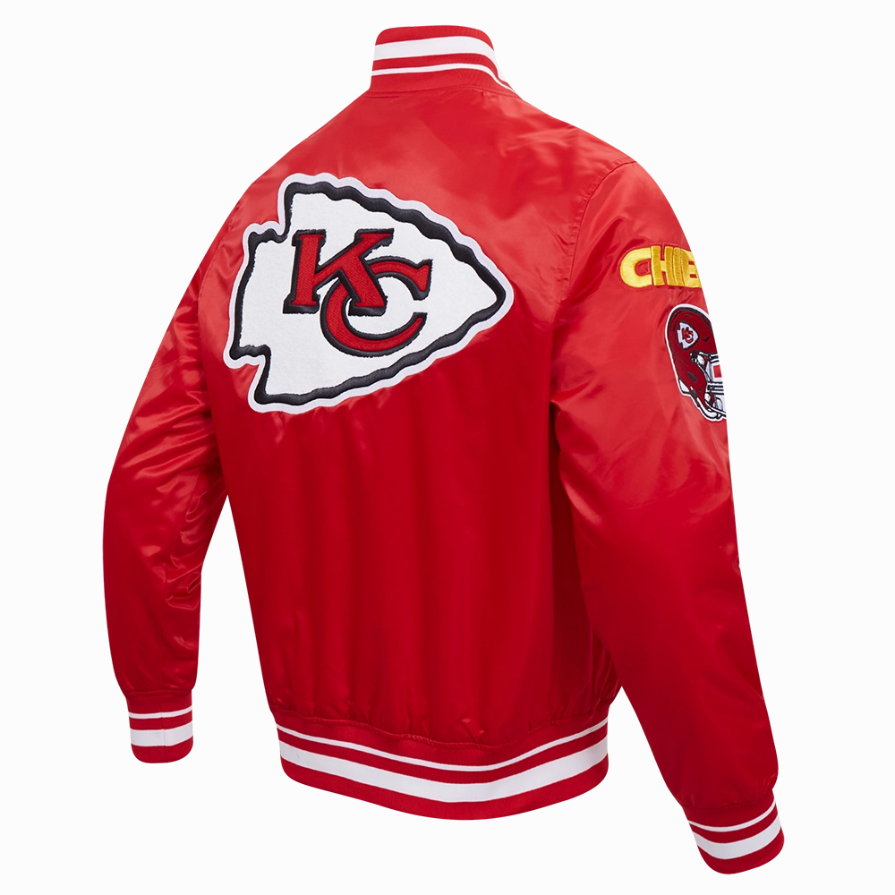 NFL KANSAS CITY CHIEFS MASHUP MEN'S RIB SATIN JACKET (RED)