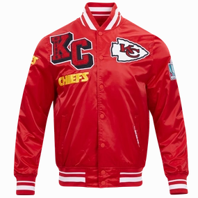 NFL KANSAS CITY CHIEFS MASHUP MEN'S RIB SATIN JACKET (RED)