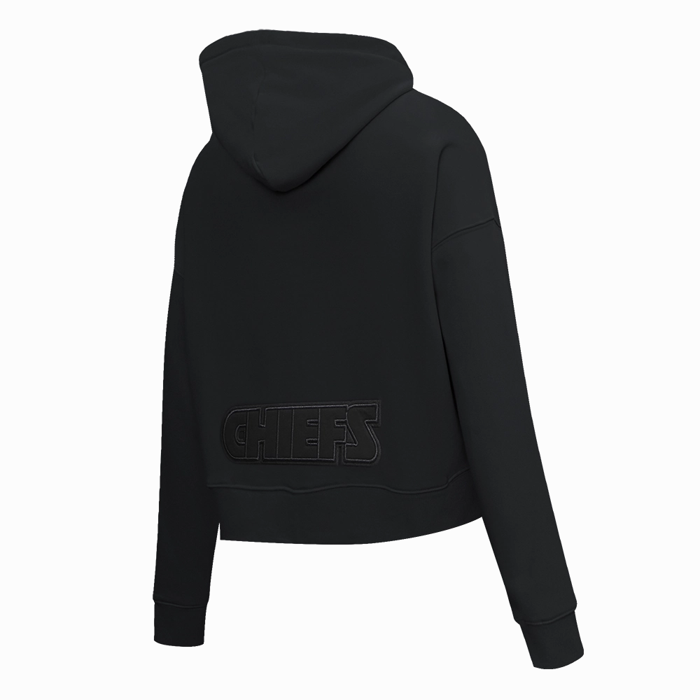 NFL KANSAS CITY CHIEFS NEUTRAL CROPPED WOMEN'S PULLOVER HOODIE (BLACK)