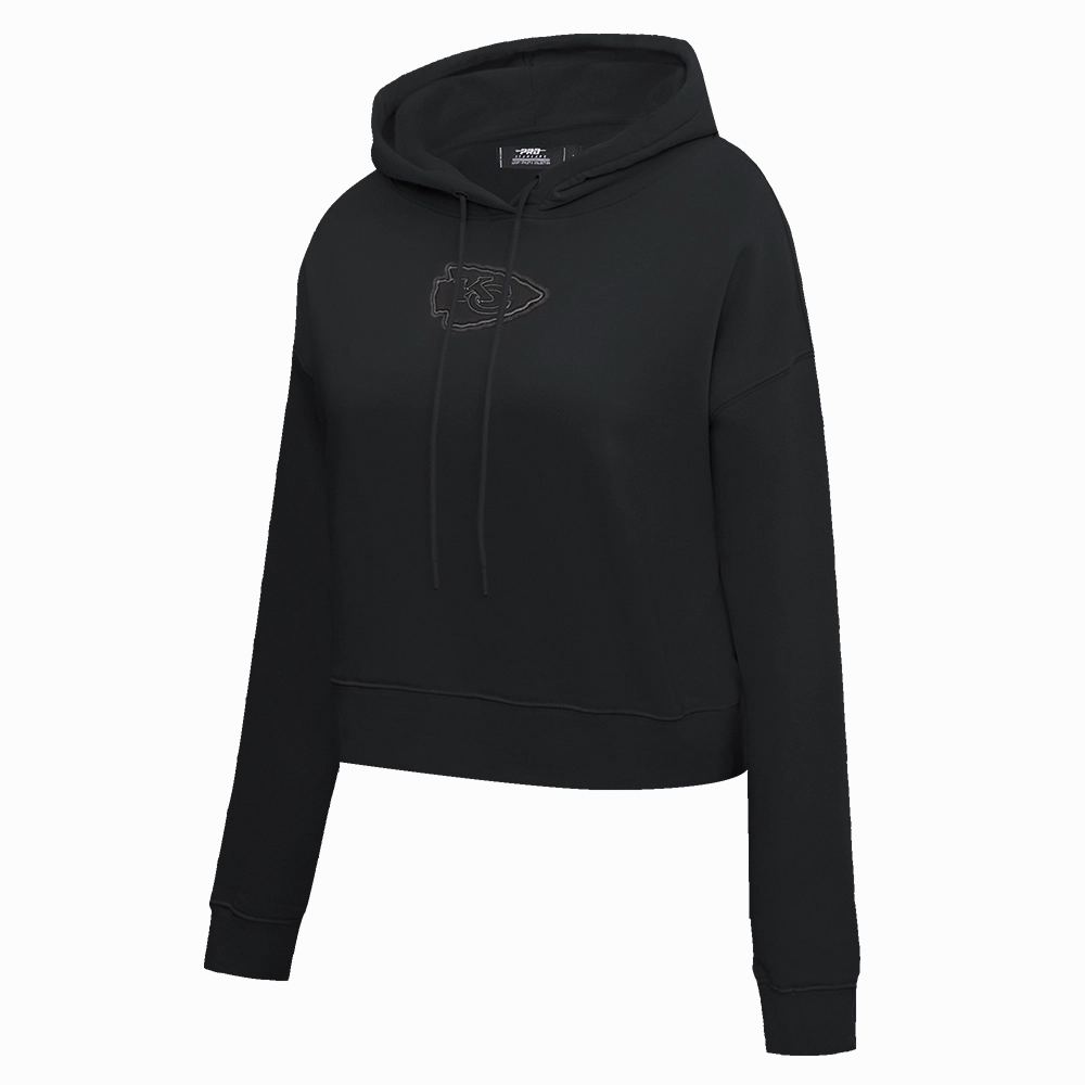 NFL KANSAS CITY CHIEFS NEUTRAL CROPPED WOMEN'S PULLOVER HOODIE (BLACK)