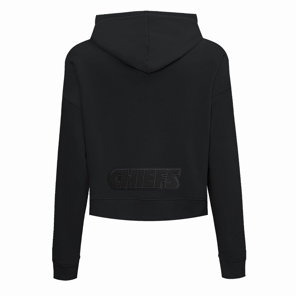 NFL KANSAS CITY CHIEFS NEUTRAL CROPPED WOMEN'S PULLOVER HOODIE (BLACK)