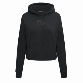 NFL KANSAS CITY CHIEFS NEUTRAL CROPPED WOMEN'S PULLOVER HOODIE (BLACK)