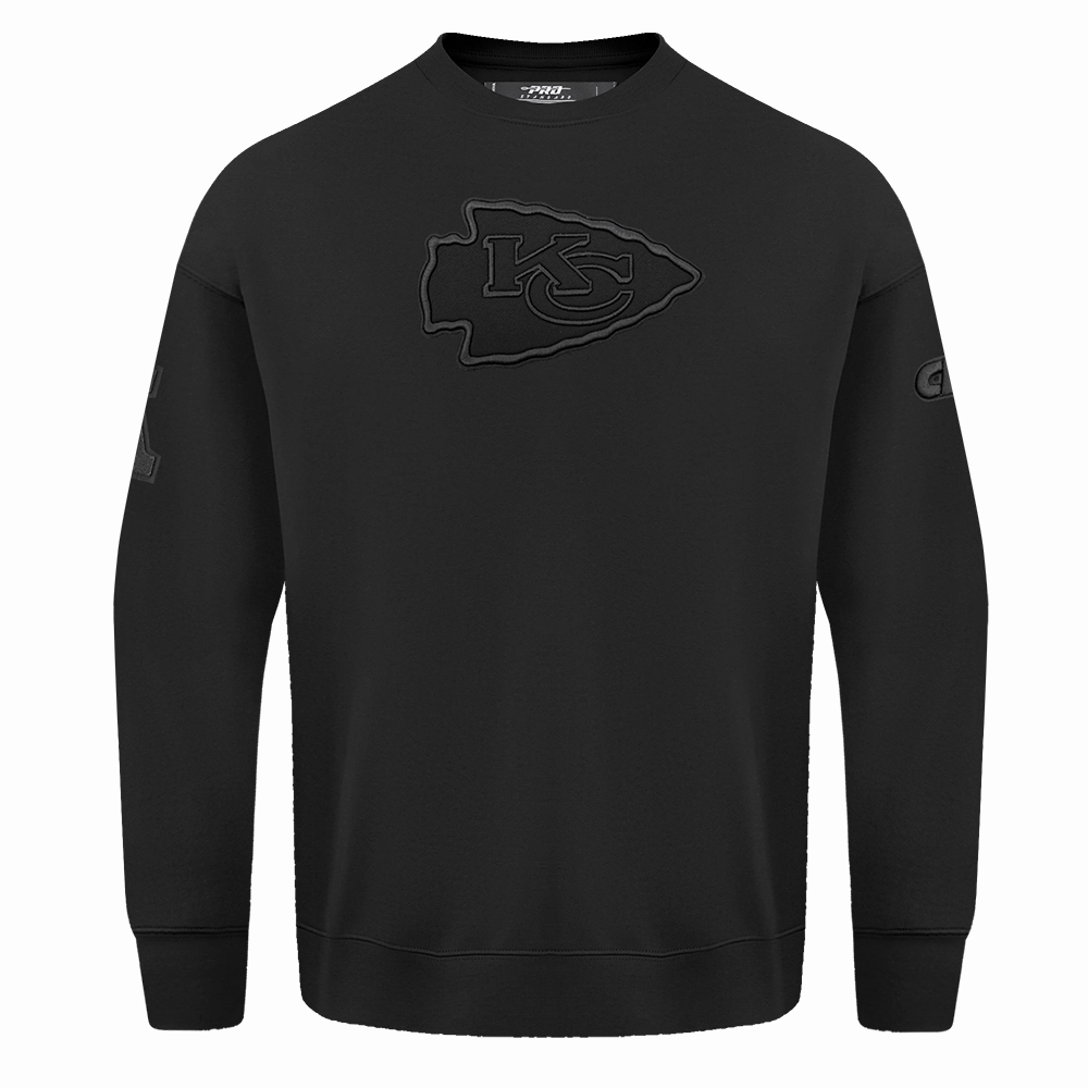 NFL KANSAS CITY CHIEFS NEUTRAL DROP SHOULDER FLEECE CREWNECK (BLACK)