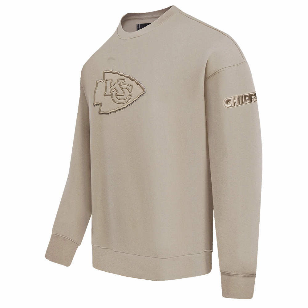 NFL KANSAS CITY CHIEFS NEUTRAL DROP SHOULDER FLEECE CREWNECK (TAUPE)