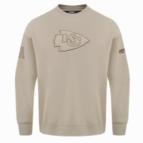 NFL KANSAS CITY CHIEFS NEUTRAL DROP SHOULDER FLEECE CREWNECK (TAUPE)