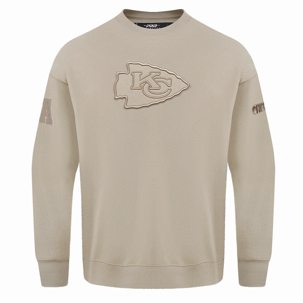 NFL KANSAS CITY CHIEFS NEUTRAL DROP SHOULDER FLEECE CREWNECK (TAUPE)