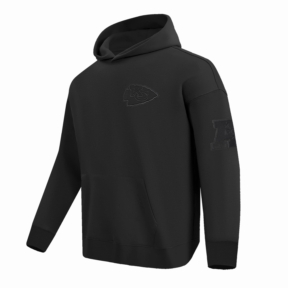 NFL KANSAS CITY CHIEFS NEUTRAL DROP SHOULDER MEN'S PULLOVER HOODIE (BLACK)