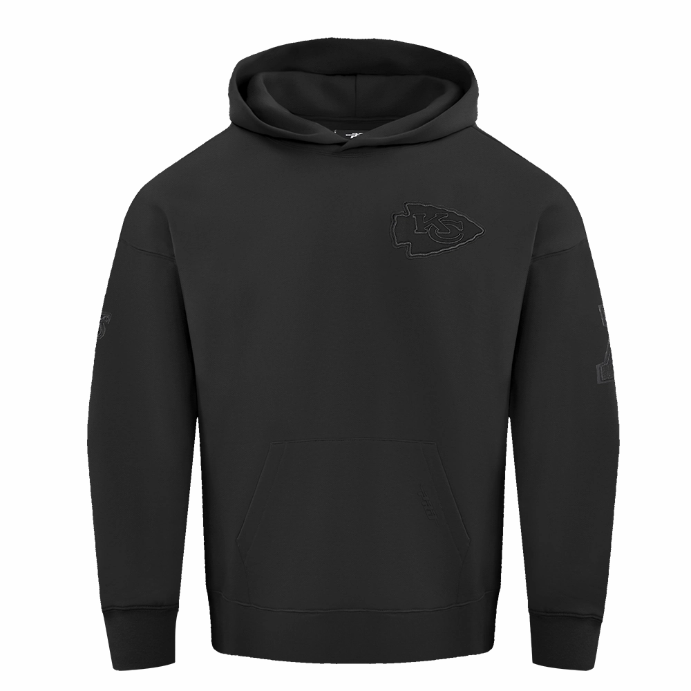 NFL KANSAS CITY CHIEFS NEUTRAL DROP SHOULDER MEN'S PULLOVER HOODIE (BLACK)