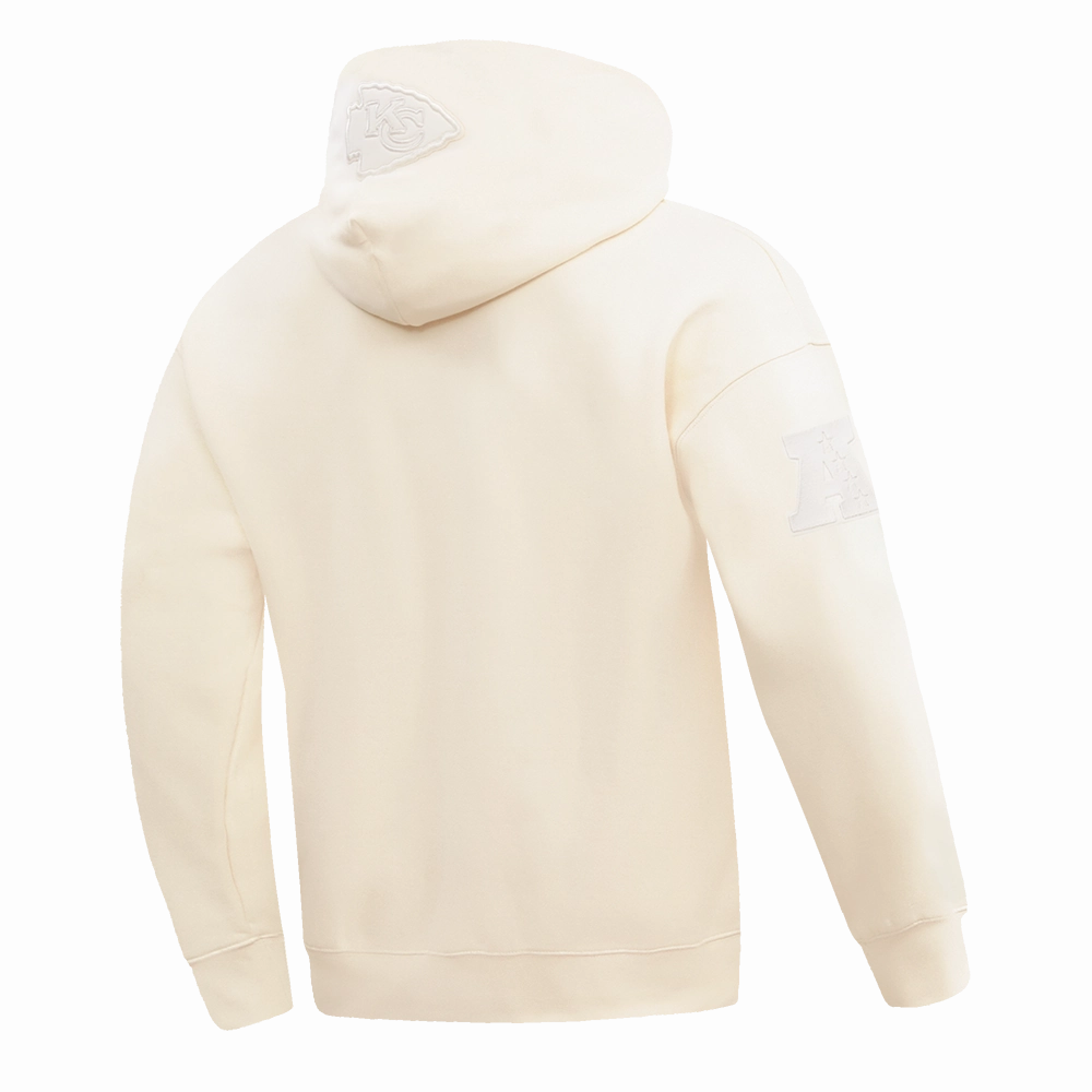NFL KANSAS CITY CHIEFS NEUTRAL DROP SHOULDER MEN'S PULLOVER HOODIE (EGGSHELL)