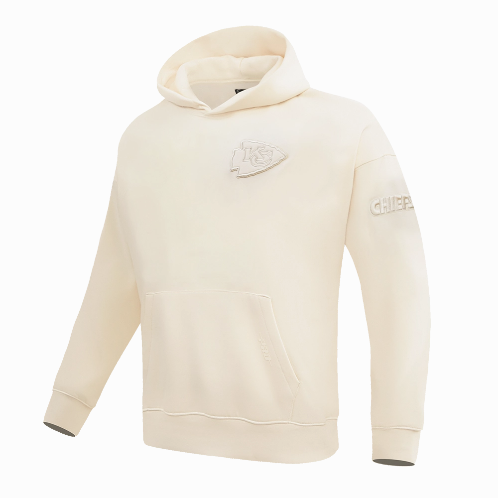 NFL KANSAS CITY CHIEFS NEUTRAL DROP SHOULDER MEN'S PULLOVER HOODIE (EGGSHELL)